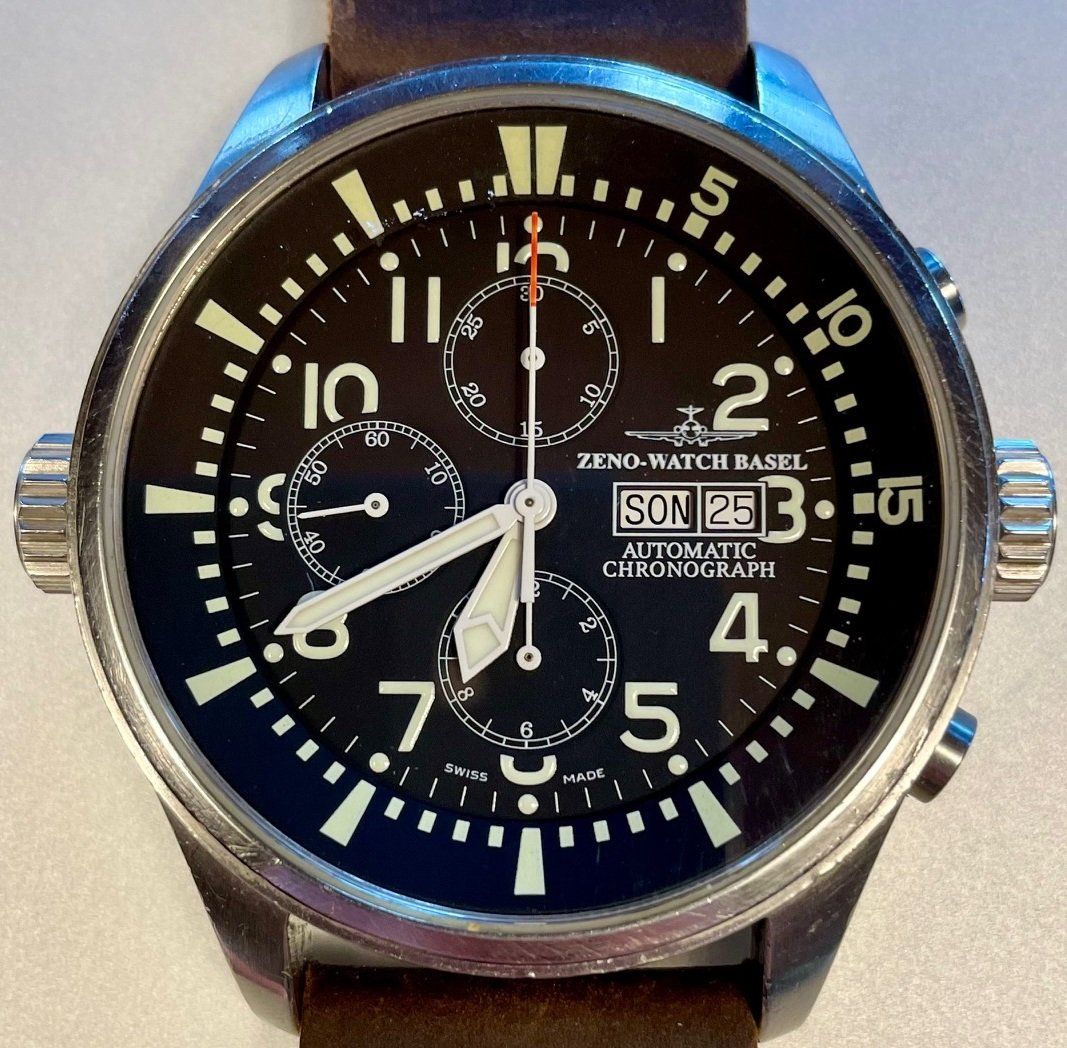 Zeno Uhren: Zeno Watch Basel / Fellow Oversized Chronograph Day-Date – Gebraucht aus Höfen b. Thun von Pritt1