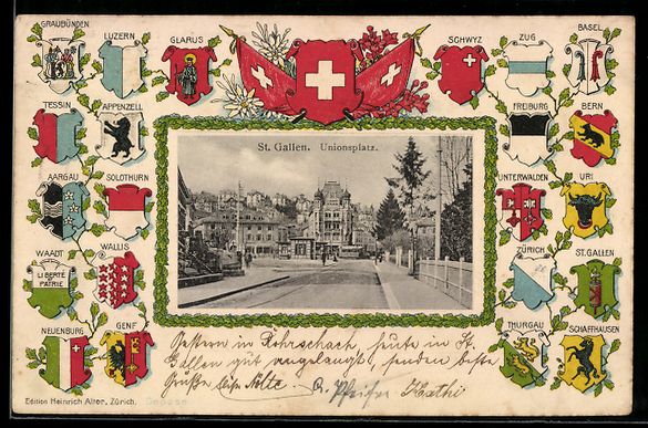 Cartes postales: Präge-Lithographie St. Gallen, Unionspl – D'occasion à Berlin par bartko-reher