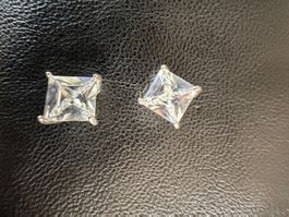 Ohrstecker Silber 925 mit Zirkonia rechteckig neu