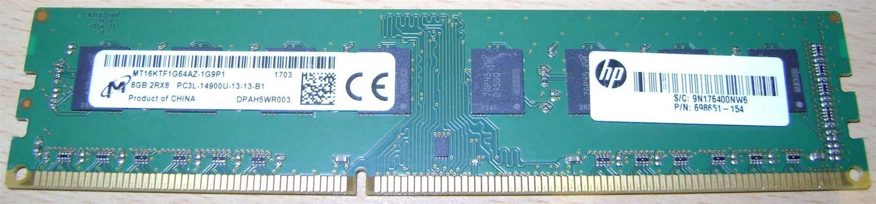 Memoria / RAM: Micron DDR3 Ram 8 GB 14900 – Usato da Hallwil venduto da Fustcomputer