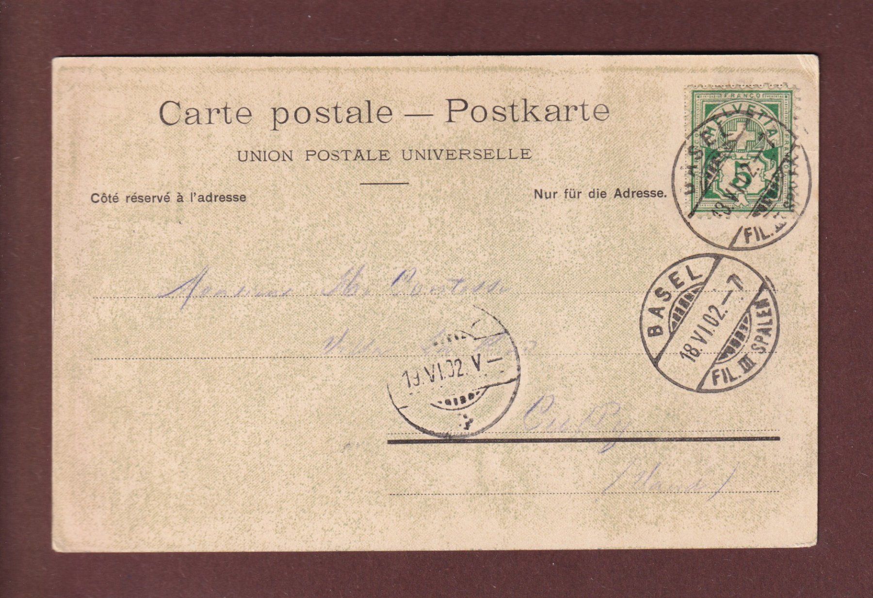 Cartoline postali: BASEL - St. Elisabethenstrasse - Tram - 1902 – Usato da Pully venduto da nicecards 1