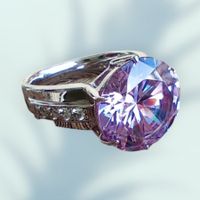 Lila Zirkonia Ring 925 Solid Sterling Silber