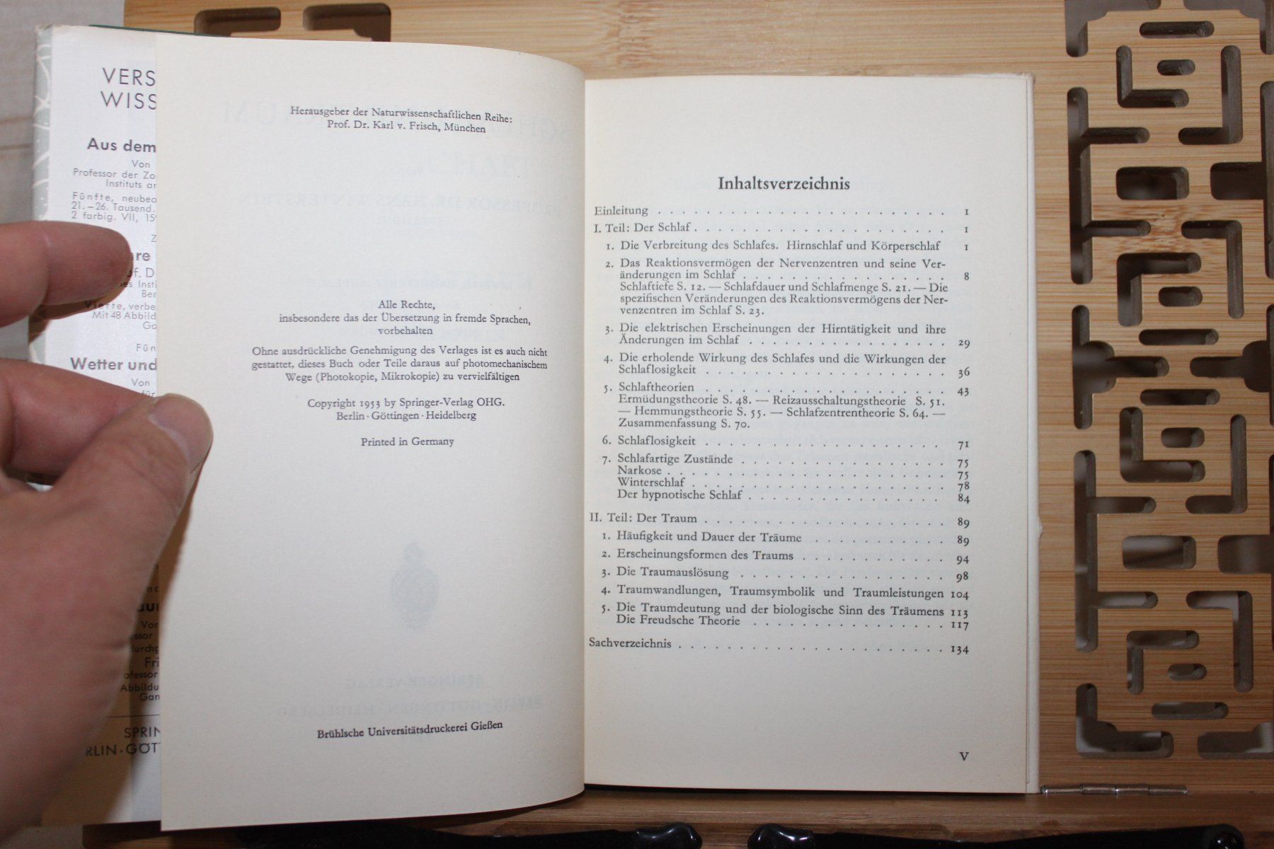 Libri: Schlaf und Traum - Verständliche Wissenschaft -H.Winterstein – Usato da Urdorf venduto da Buchprofi 2