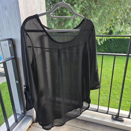 🐸 BLUSE XS - M SCHWARZ TRANSPARENT
