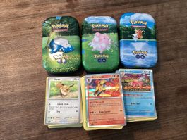 Pokémon Karten 320+ mit drei Metall-Schachteln