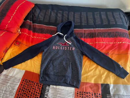 Hollister Hoodie – Dunkelblau/Grau – Grösse L – Neuwertig