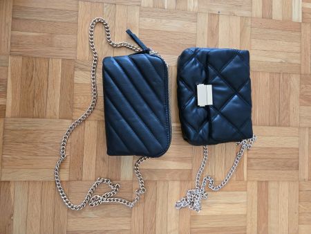 Elegante schwarze Leder Clutch-Taschen mit Kettengurt-Set