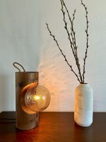 Temde Vintage Lampe aus Holz, bubble Glas, 1960-1970