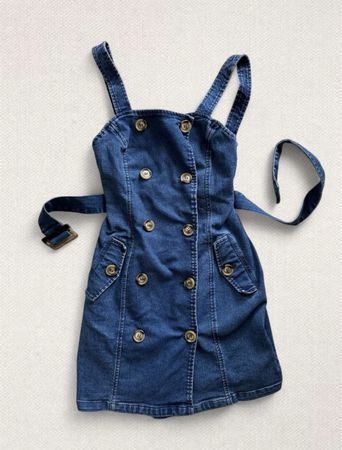 Jeanskleid blau mit Knöpfen und Gürtel Grösse S