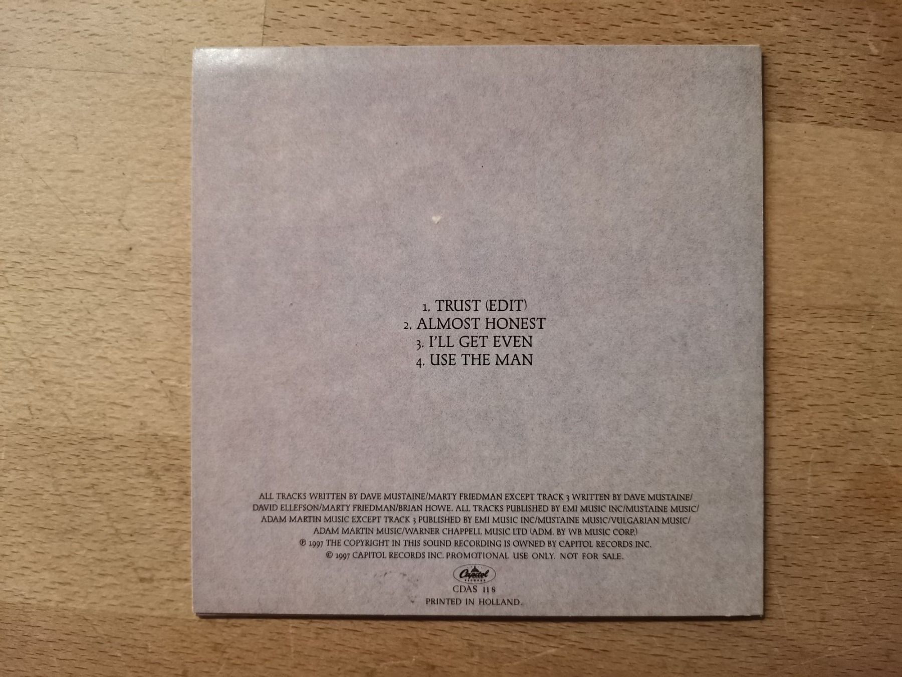 CDs: Megadeth – Cryptic Writings (Promo) – Gebraucht aus Biel / Bienne von Music74 1
