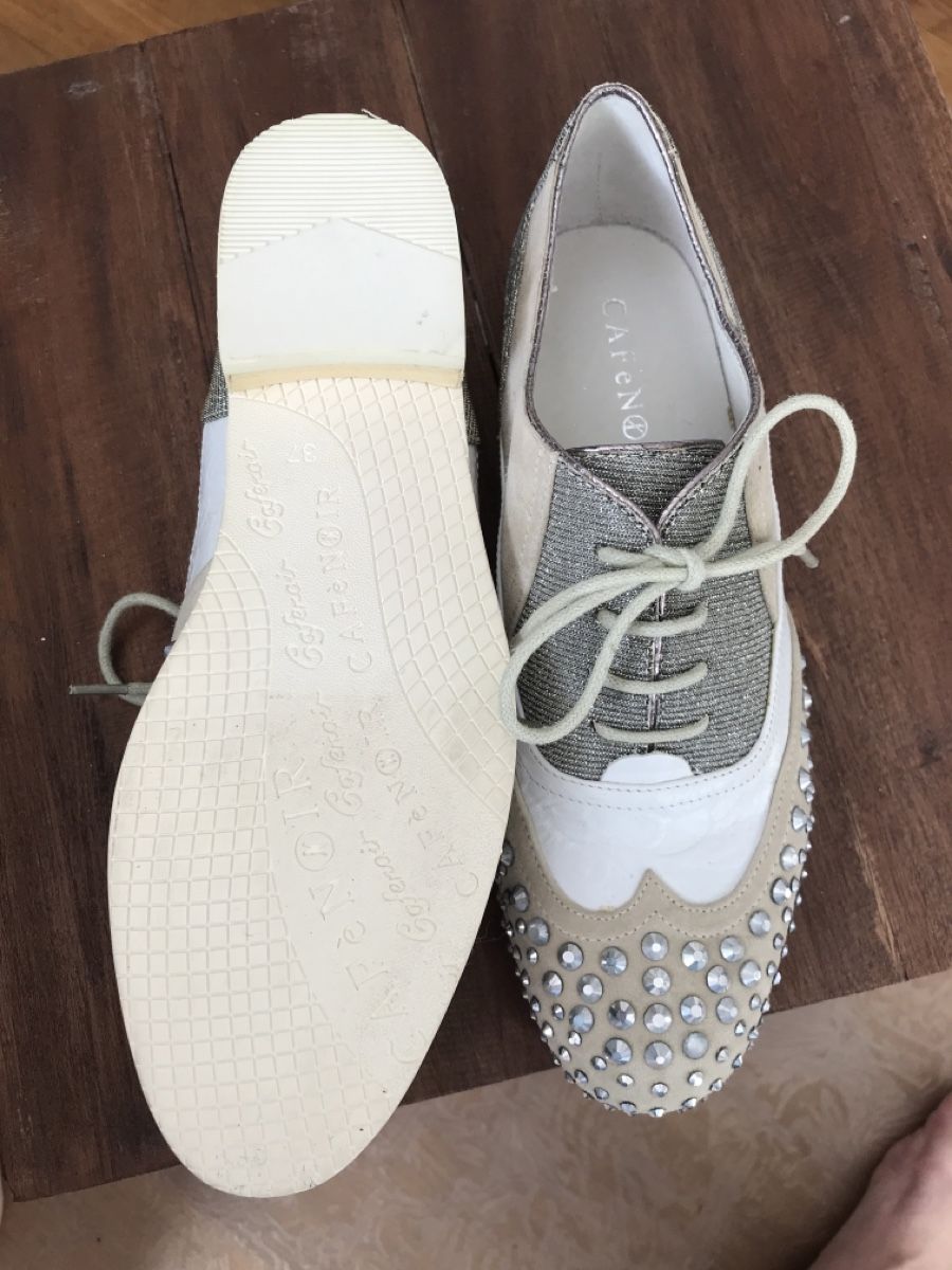 Damenschuhe: Café Noir Schnürschuhe, Gr.37, Leder mit Glitzersteinen – Gebraucht aus Meilen von delta-da-spica 6