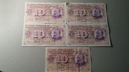 Alte Schweizer Banknote 5 x 10.-