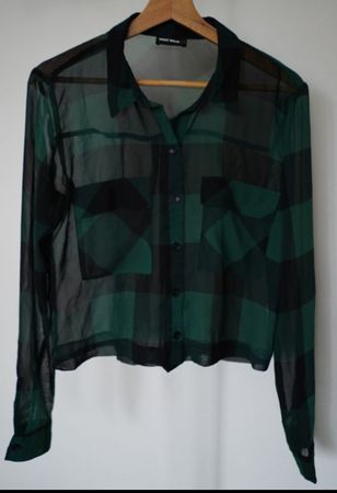 Chemisier Tally Weijl à carreaux verts et noirs, taille L