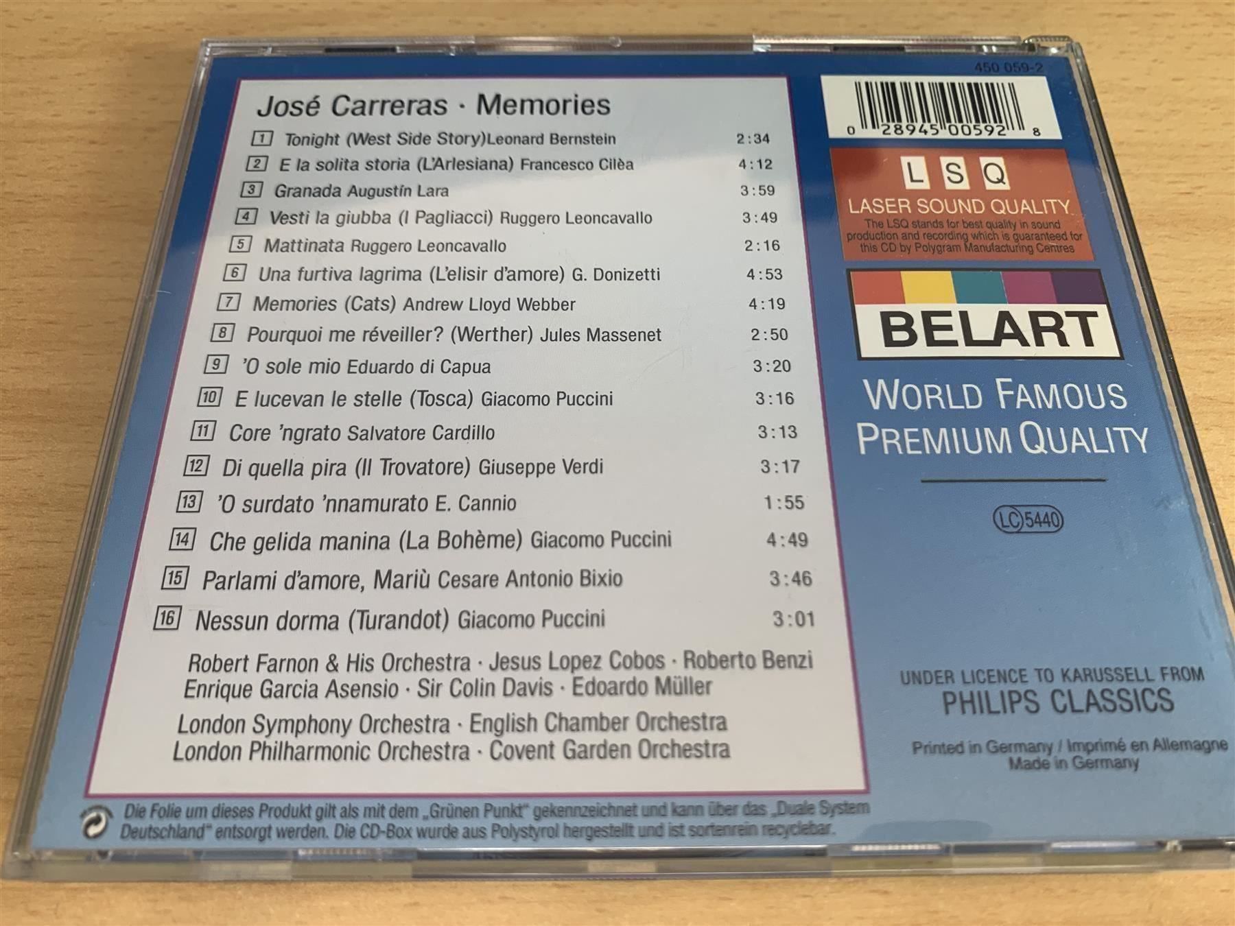 CD: Carreras – Memories – Usato da Rikon im Tösstal venduto da Alpenmutz 1