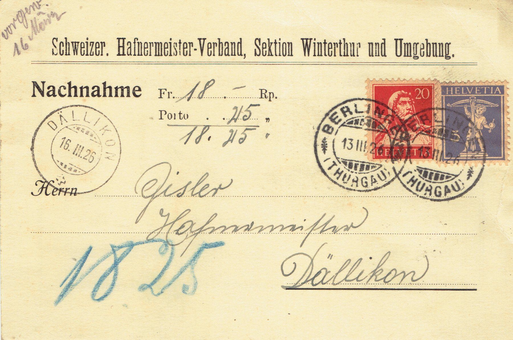 Ansichtskarten: Berlingen TG 1926 – Gebraucht aus Otelfingen von Schmitte9