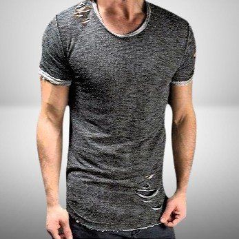 💪 Retro T-Shirt mit Muskel-Passform, Grau, Größe XL 🩶