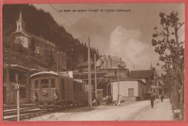 Leysin-Feydey La Gare - Bahn im Bahnhof - Fotokarte ca. 1915