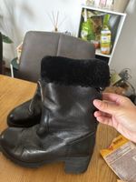 Bottes d'hiver en cuir noir doublées de fourrure, taille 38