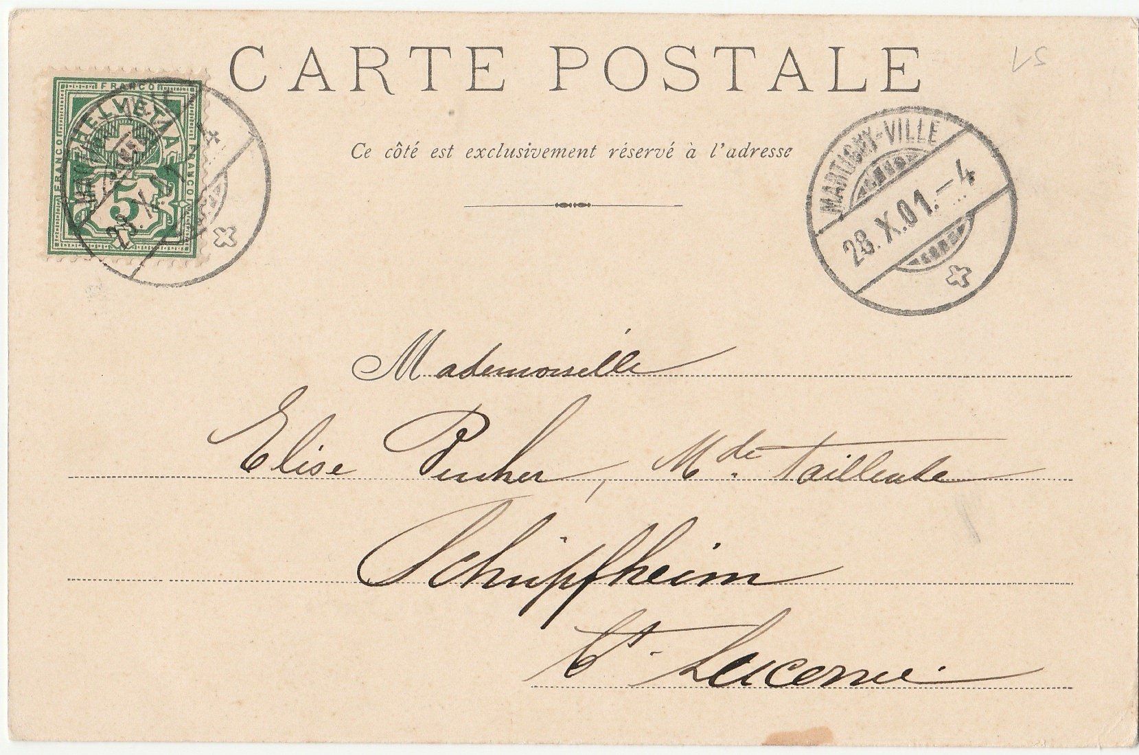 Cartoline postali: Martigny  - (1901) – Usato da Fällanden venduto da Blausegelfliege 1