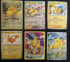 Lot 6 cartes Pokémon Pikachu - Holo, ex, Shiny - FR/EN/DE