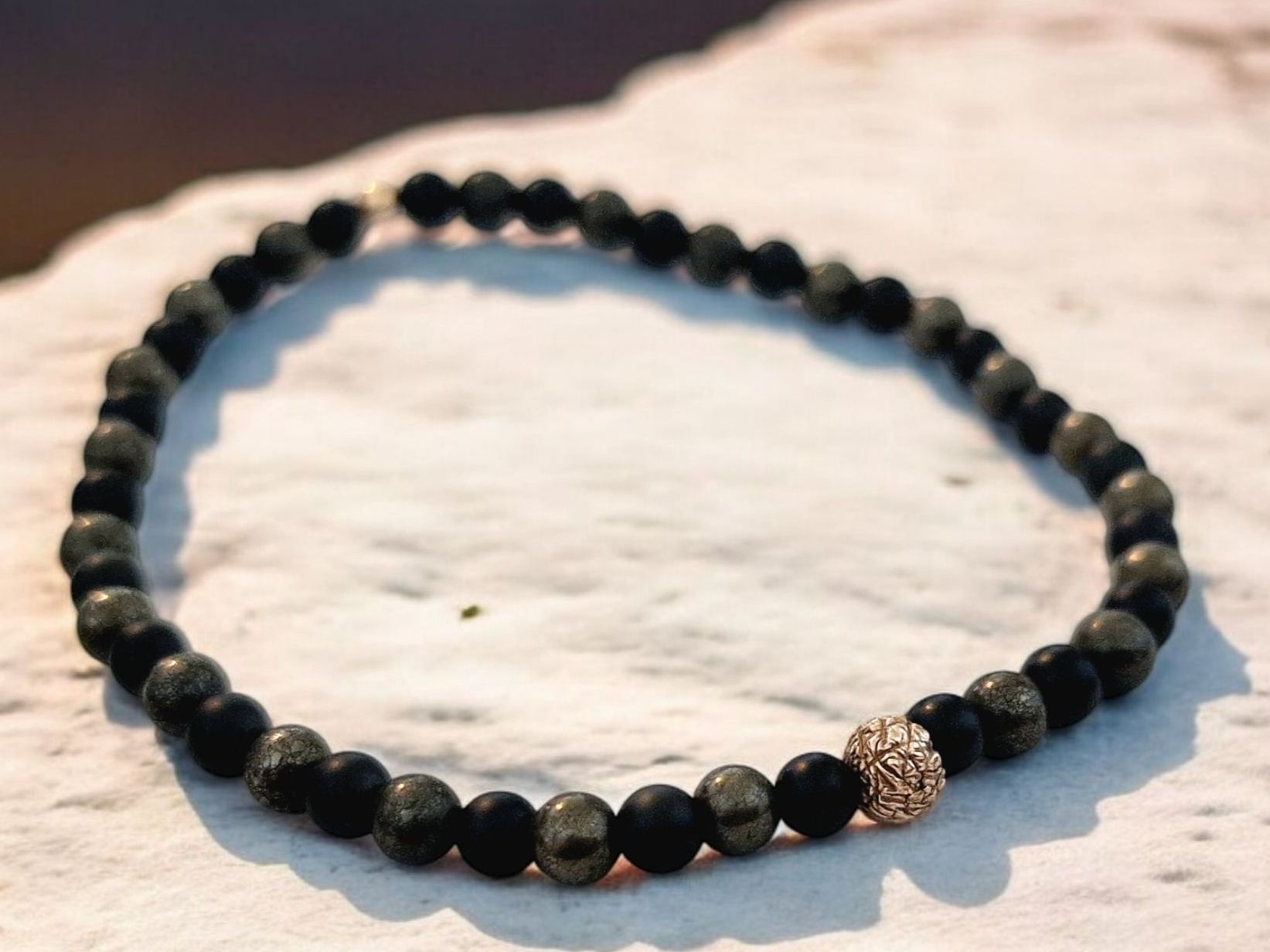 Bracciali & Braccialetti: Armband Schwarzer Turmalin,  Pyrit, Goldbronze – Nuovo e nell'imballaggio originale da Aarau venduto da Schmuckhoehle_MD 5