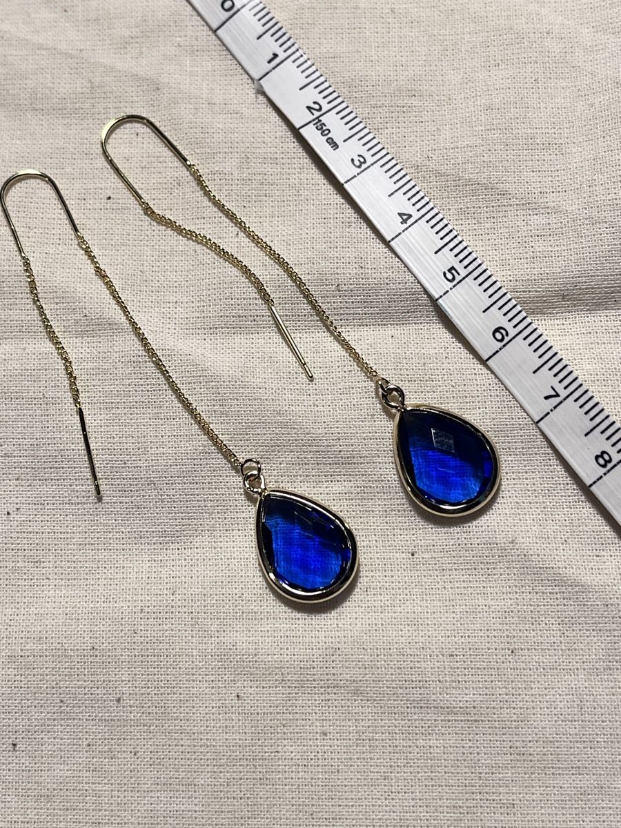 Orecchini pendenti & Orecchini a lobo: Boucles plaqué or cabochon bleu saphir – Nuovo e nell'imballaggio originale da Genève venduto da ct_fqr8 1