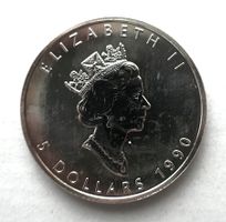Kanada 5 Dollar Münze 1990 „Maple Leaf“ 1 Unze in Münzkapsel