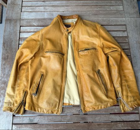 Marlboro Classics Leather Jacket, size L (Ochre Yellow)