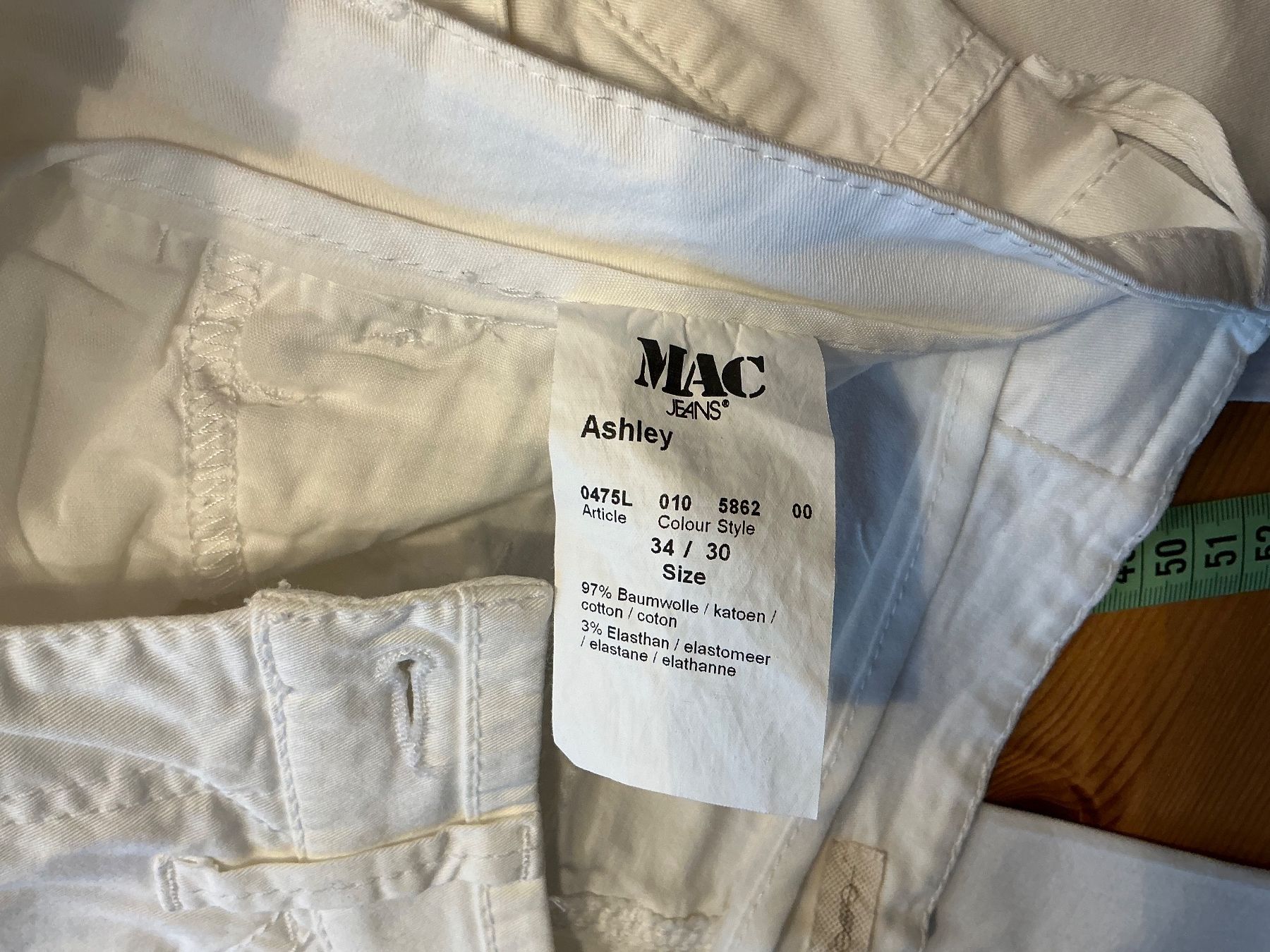 Jeans: weisse  MAC JEANS, ASHLEY,  Gr. 34/30 Stretch Baumwolle – Gebraucht aus Aesch BL von Fortexx 4