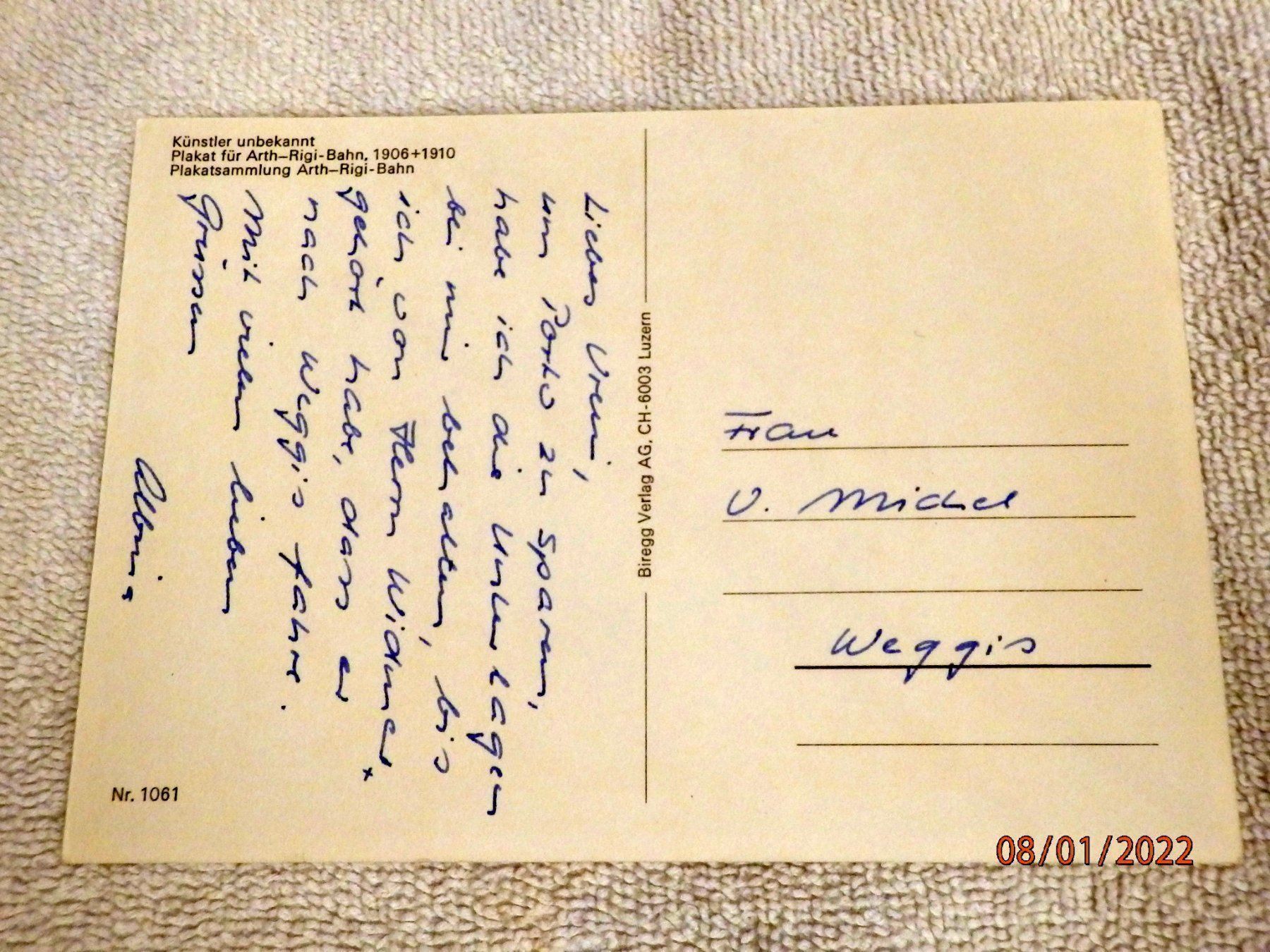 Cartoline postali: Künstlerlitho, Rigi- Arth- Goldau- Bahn – Usato da Ueberstorf venduto da dinbau 5