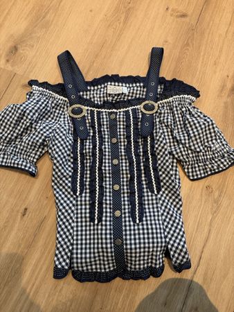LANDHAUS Trachtenbluse Karo mit Tupfen Grösse 40 42