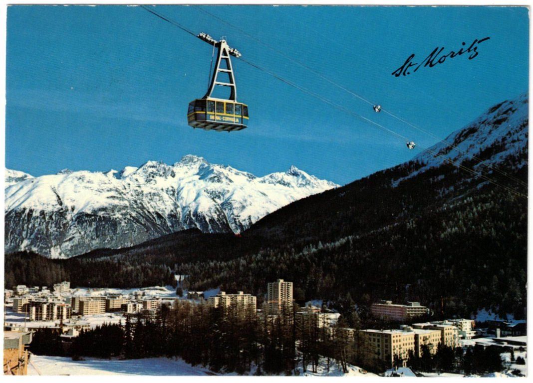 Cartoline postali: St. Moritz - Luftseilbahn Signalbahn – Usato da Binningen venduto da Mountainrider
