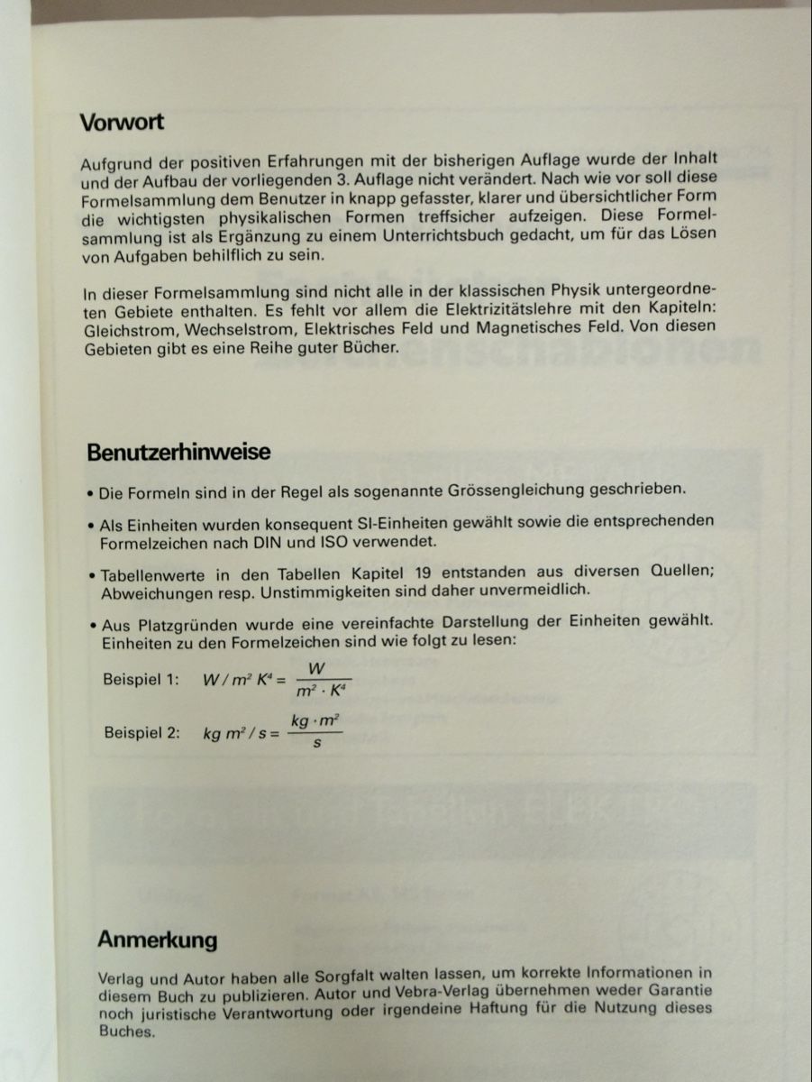 Libri: Physik Formelsammlung  Benedetti  Bruno  Vebra Verlag – Usato da Haegendorf venduto da Chruege 4