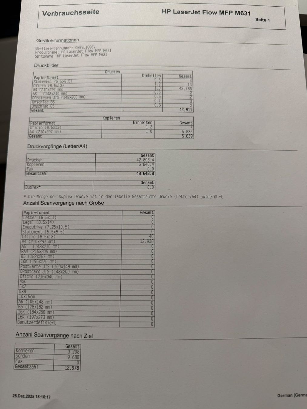 Hewlett Packard Stampanti: HP LaserJet Enterprise Flow MFP M631 - Multifunktionsdrucker – Usato da Dottikon venduto da refurbished-IT 5
