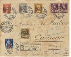 RARE Buntfrankatur Destination Curacao - 1921 - via New Your