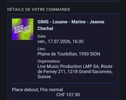 Sion sous les étoiles, vends un billet pour ce soir 17.07