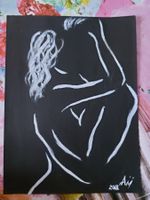 Dipinto moderno coppia innamorati bianco nero Originale