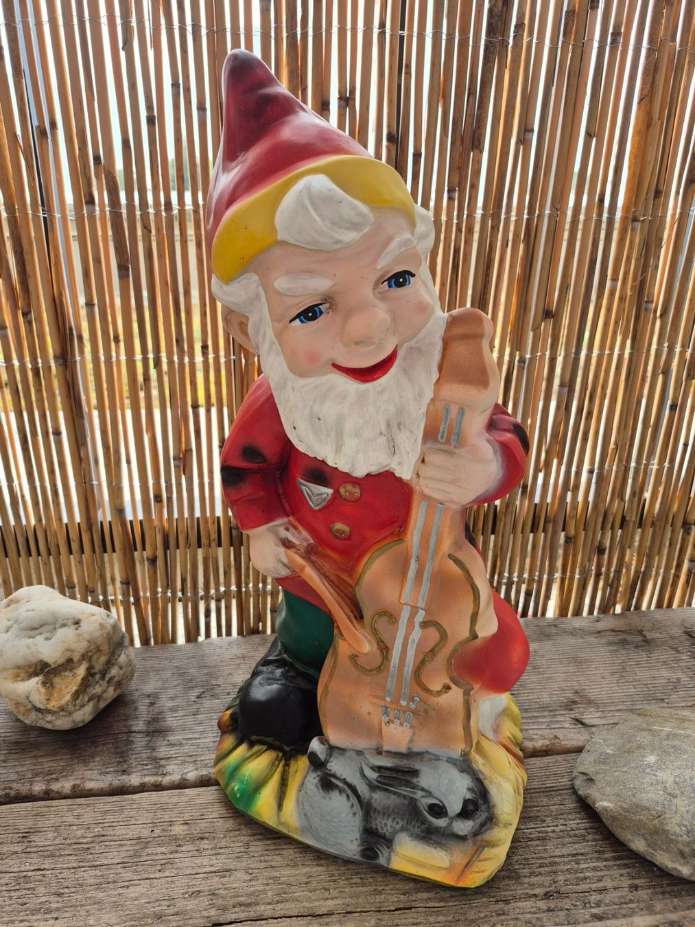 Statuette: Dekorativer Gartenzwerg mit Kontrabass – Usato da Baar venduto da Zwergen-Atelier4 7