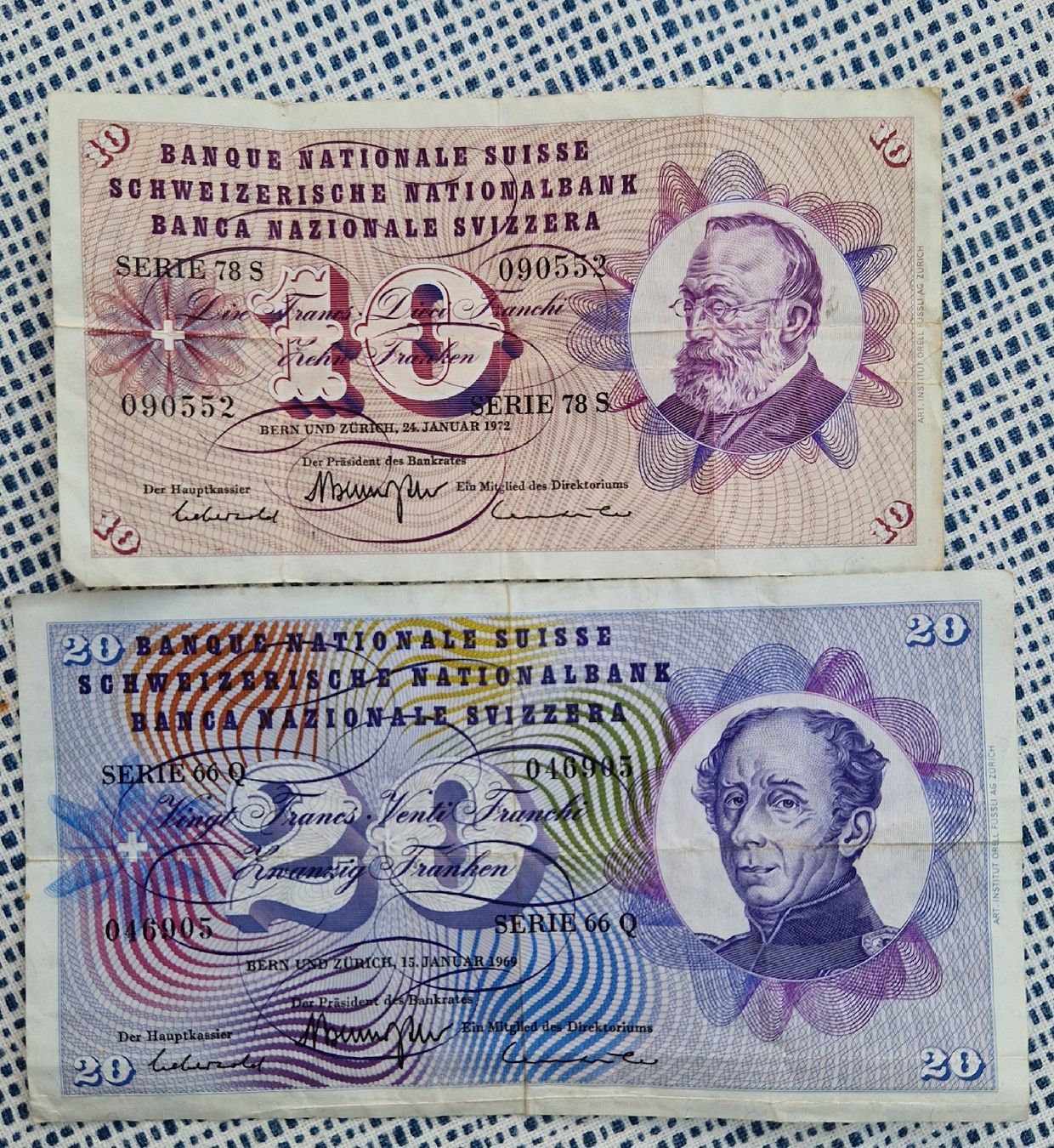 Banknoten: Alte Schweizer Banknoten 10er & 20er – Gebraucht aus Hünibach von