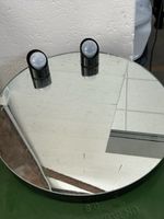 Miroir rond avec deux lampes vintage bon état