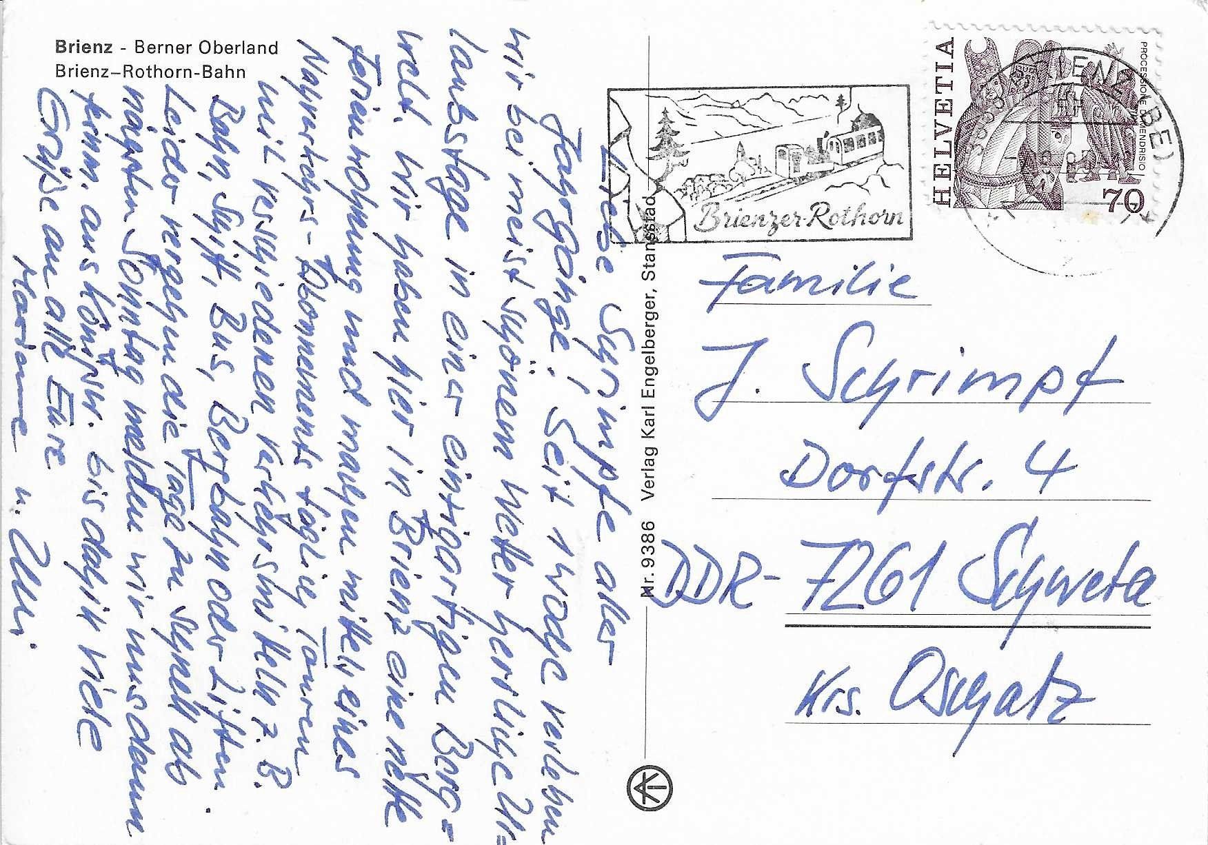 Cartoline postali: Brienz Brienz-Rothorn-Bahn – Usato da Rothrist venduto da Stranglehold 1