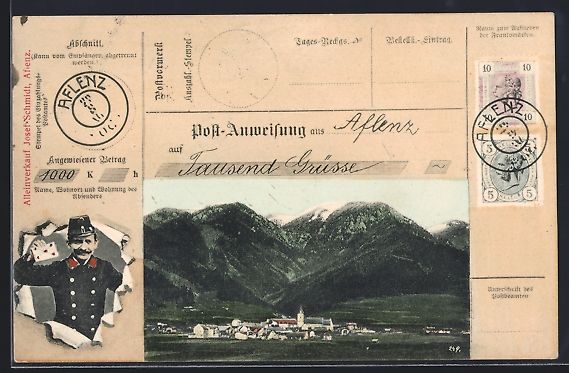 Cartoline postali: Aflenz, Ortsansicht aus der Vogelschau,  – Usato da Berlin venduto da bartko-reher