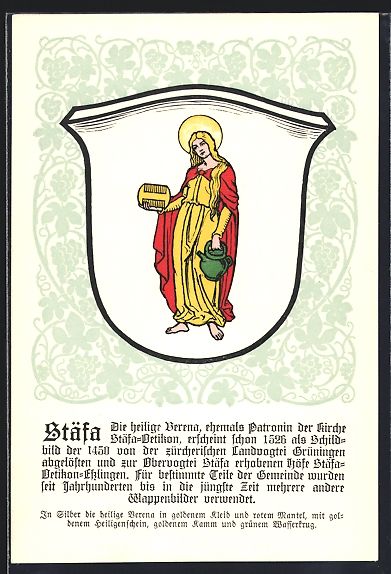 Cartes postales: Stäfa, Züricher Gemeindewappen mit der – D'occasion à Berlin par bartko-reher