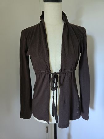 Marc O'Polo Cardigan S – Dunkelbraun Baumwolle Wrap Y2K Tie 