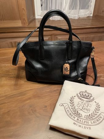 Schwarze Ralph Lauren Handtasche aus Leder
