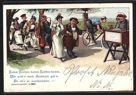 Litho Gutbürgerliche Menschen besuchen 