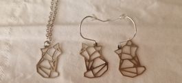 Boucles d'oreilles , pendentif sur chaînes- Renard