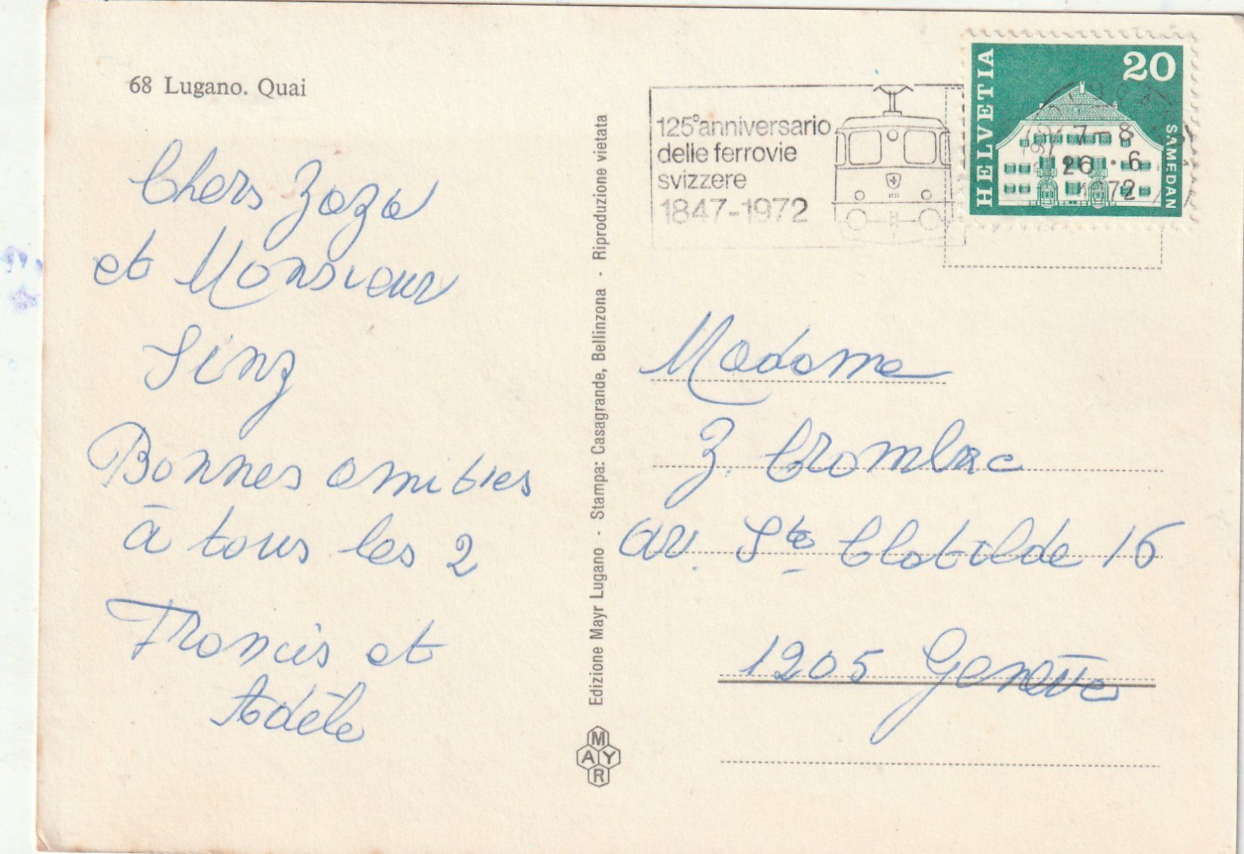 Cartes postales: Lugano Quai – D'occasion à Lumbrein par made02 1