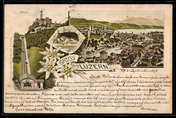 Cartoline postali: Vorläufer-Lithographie Luzern, 1895, To – Usato da Berlin venduto da bartko-reher