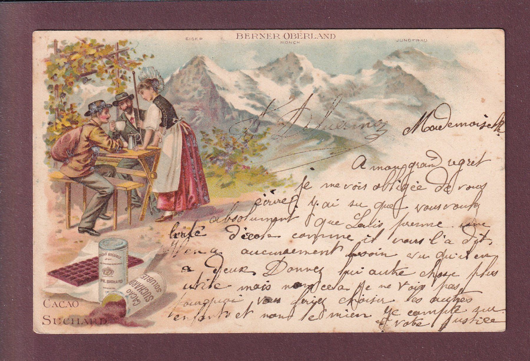 Ansichtskarten: BERNER OBERLAND - Cacao Suchard // dos blessé // – Gebraucht aus Pully von nicecards